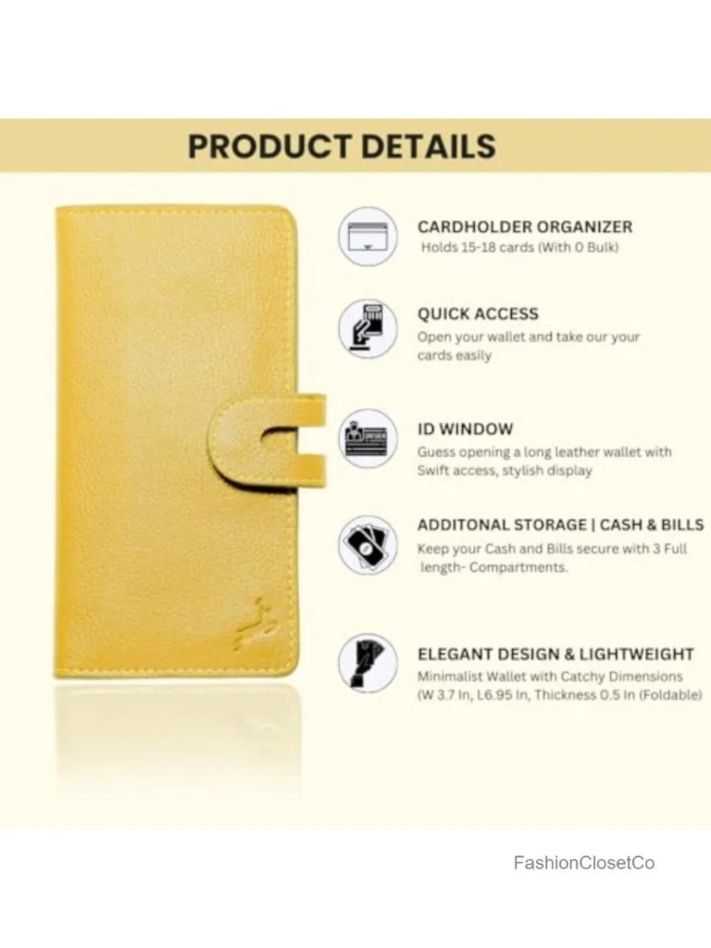 Genuine Leather Slim Long Wallet RFID Blocking 18 Card Slots